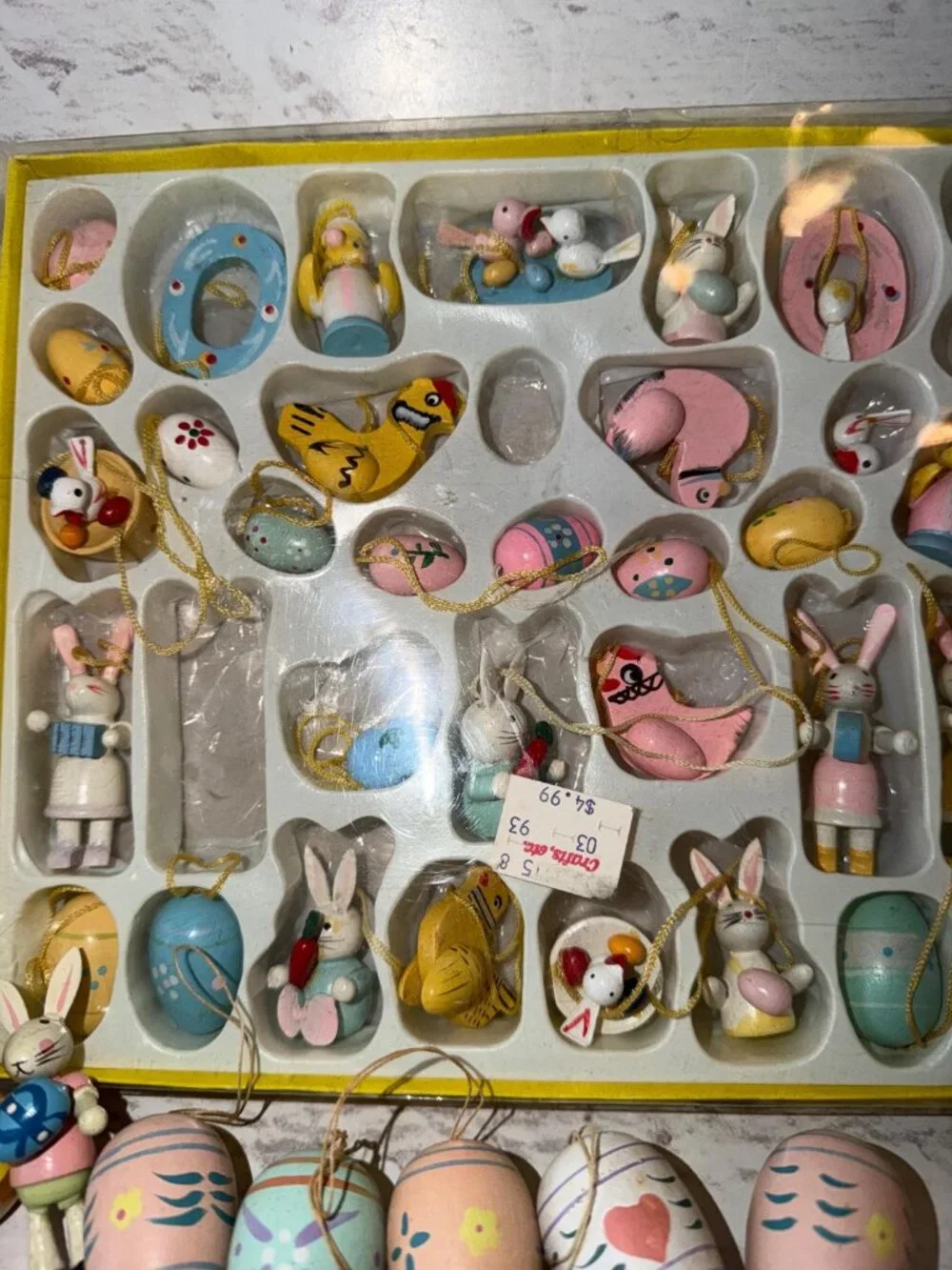 Vintage Wooden Hand Painted EASTER Holiday Ornaments Bunnies, Eggs, Chicks + Few